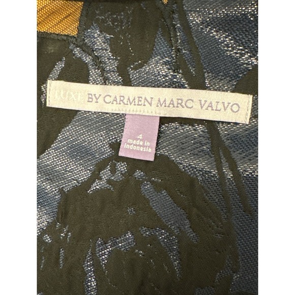 Luxe by Carmen Marc Valvo Blue and Black Cocktail Dress Size 4 - Picture 6 of 8